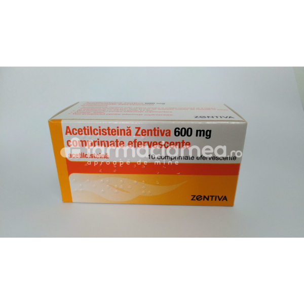 Medicamente fără prescripţie medicală - Acetilcisteina 600 mg,10 comprimate efervescente Zentiva , farmaciamea.ro