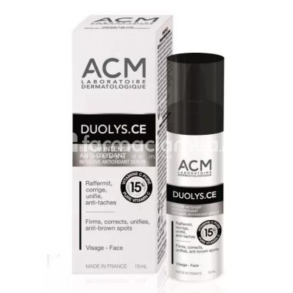 Dermatocosmetice - Duolys C.E. Ser Intensiv Antioxidant cu Vitamina C pura 15%, 15ml ACM , farmaciamea.ro