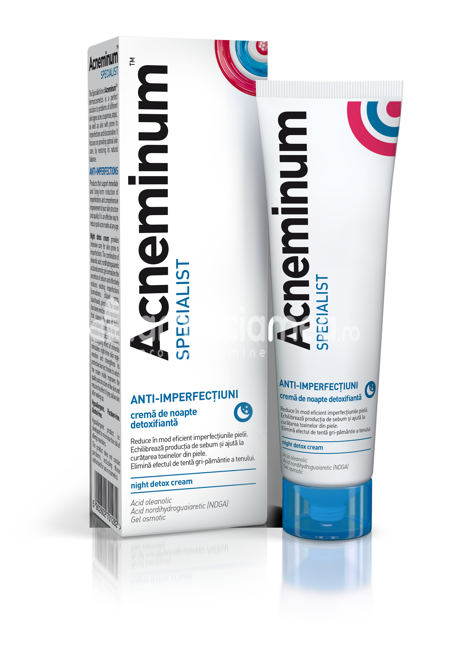 Creme şi măşti de faţă - Aflofarm Acneminum Specialist Crema Anti-Imperfectiui detoxifianta de noapte, 30 ml, farmaciamea.ro