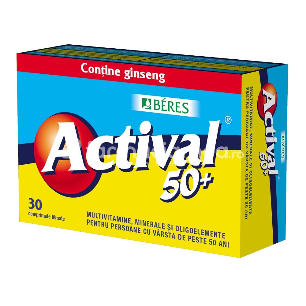 Minerale și vitamine - Actival 50+, multivitamine si minerale, 30 comprimate filmate, Beres, farmaciamea.ro