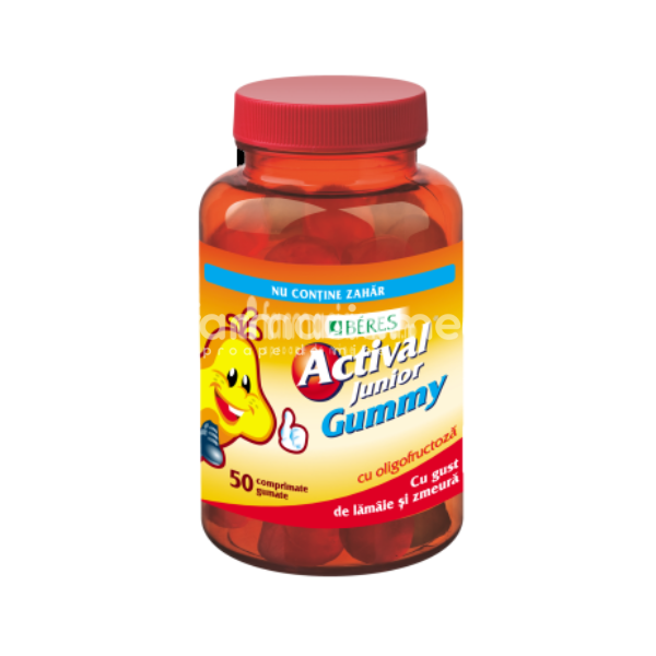Vitamine și minerale copii - Actival Junior Gummy fara zahar, 50 comprimate gumate, Beres, farmaciamea.ro