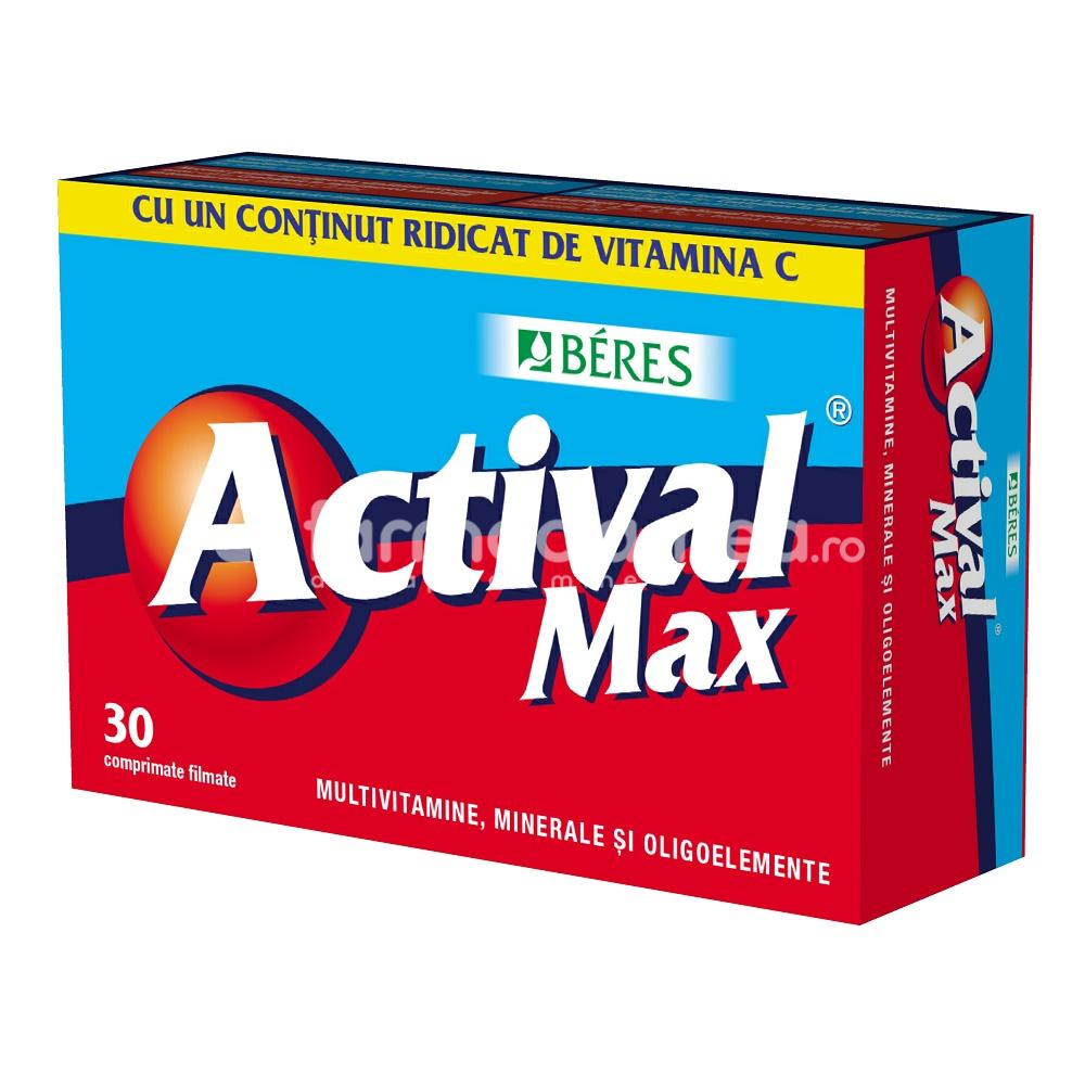 Minerale și vitamine - Actival Max, multivitamine si minerale, 30 comprimate filmate, Beres, farmaciamea.ro