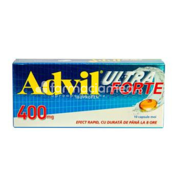Durere OTC - Advil Ultra Forte 400mg, 10cps moi, Gsk, farmaciamea.ro