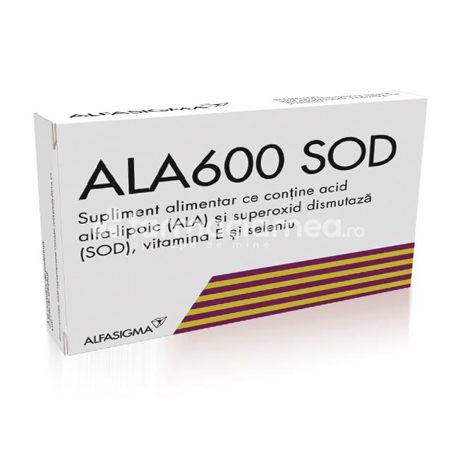 Minerale și vitamine - ALA600-SOD 20 comprimate, AlfaSigma, farmaciamea.ro