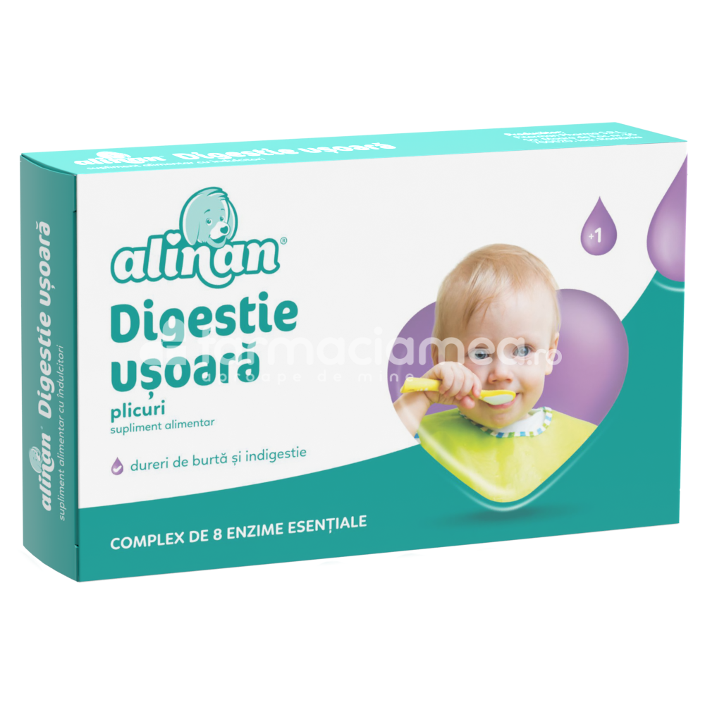 Tulburări tranzit copii - Alinan Digestie usoara, de la 1 an, 10 plicuri, Fiterman Pharma, farmaciamea.ro