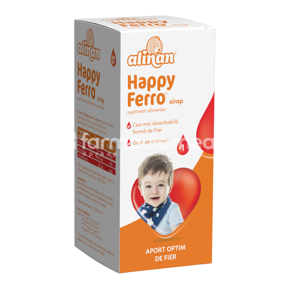 Vitamine și minerale copii - Alinan Happy ferro sirop, de la 1 an, 100 ml, Fiterman Pharma, farmaciamea.ro