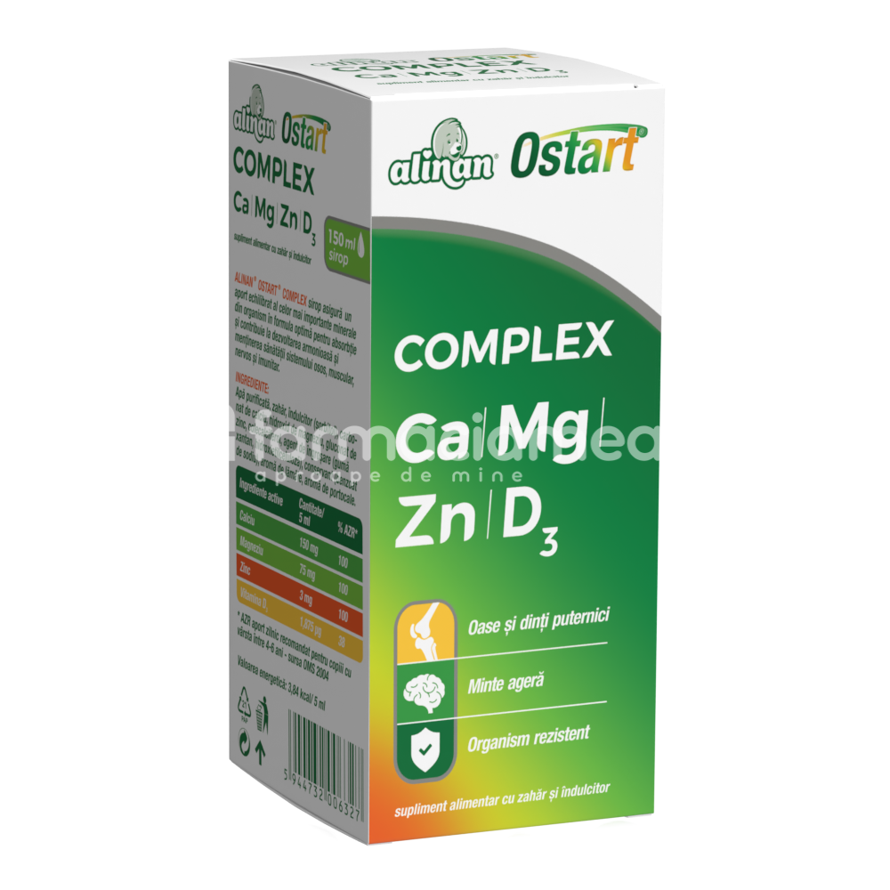 Vitamine și minerale copii - Alinan Ostart Complex sirop, 200 ml, Fiterman Pharma, farmaciamea.ro