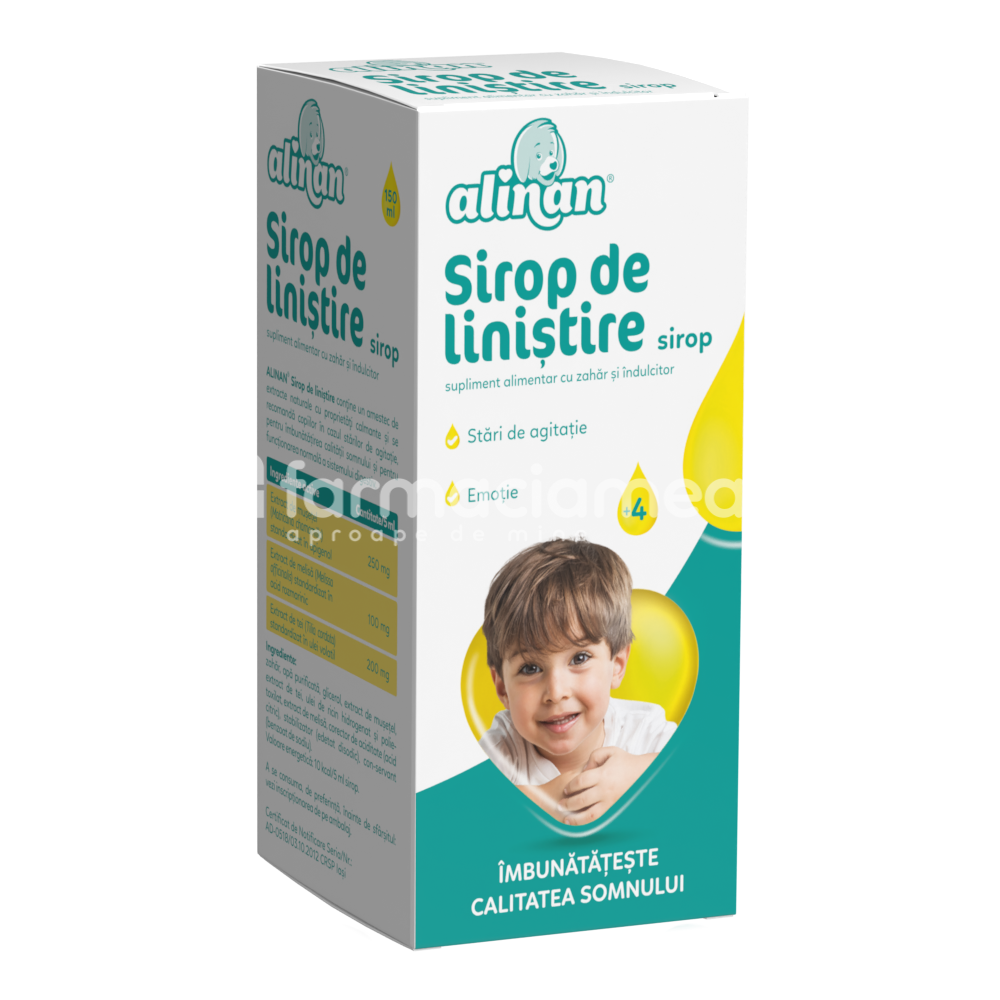 Suplimente alimentare copii - Alinan Sirop de linistire, flacon 150 ml, Fiterman Pharma, farmaciamea.ro