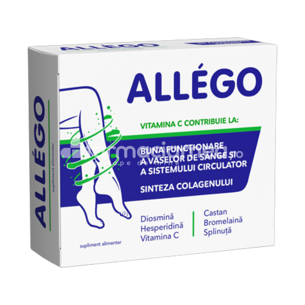 Varice și picioare grele - Allego, 30 comprimate, Fiterman Pharma, farmaciamea.ro