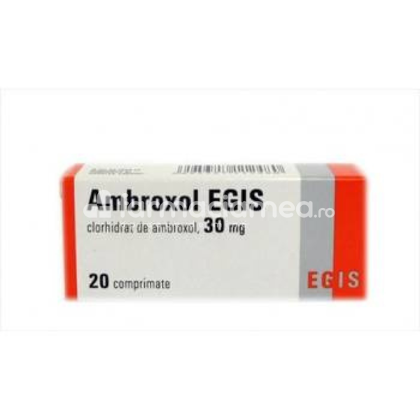 Tuse ambele forme OTC - Ambroxol Egis 30mg, faciliteaza dizolvarea mucusului din caile aeriene, indicat in tuse productiva, 20 comprimate, Egis, farmaciamea.ro