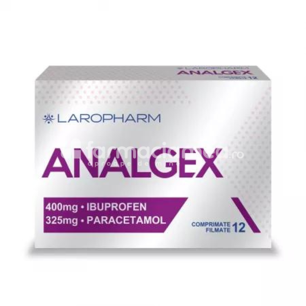 Durere OTC - Analgex 400mg/325mg , 12 cpr film, Laropharm, farmaciamea.ro