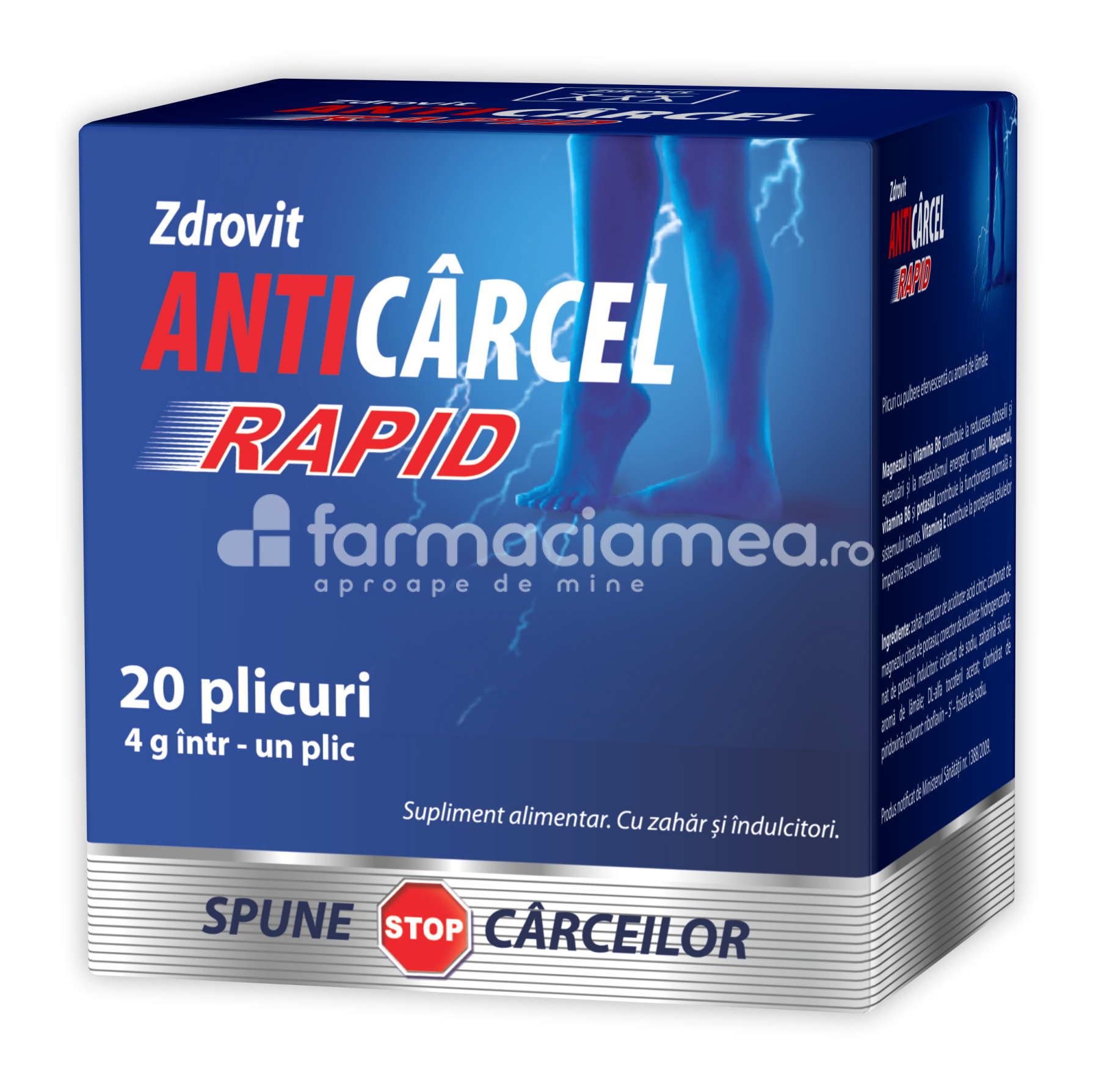 Anticârcel - Anticarcel Rapid combate crampele musculare, 20 de plicuri, Zdrovit, farmaciamea.ro