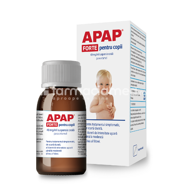 Răceală și gripă OTC - Apap Forte pentru copii suspensie orala 40mg/ml, 85 ml, USP, farmaciamea.ro