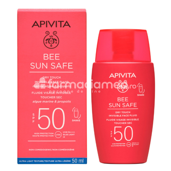 Protecție solară - Apivita Sun Fluid Invizibil Protectie SPF50 50ml Shake, farmaciamea.ro