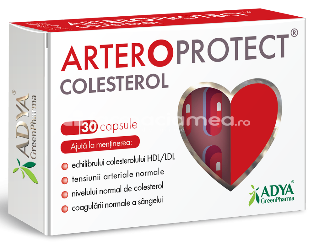 Afecțiuni cardio și colesterol - Adya Arteroprotect Colesterol, 30 capsule, farmaciamea.ro