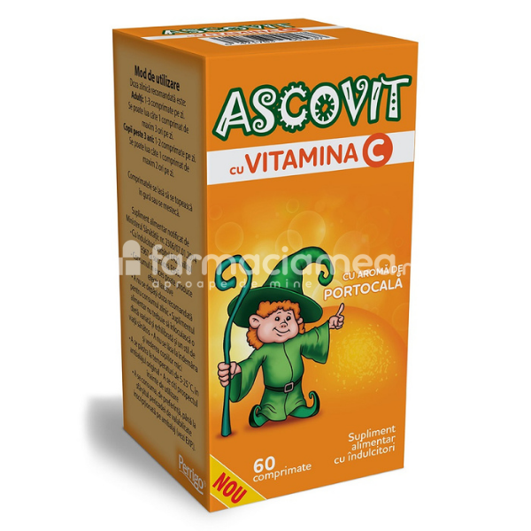 Vitamine și minerale copii - Ascovit portocale, 60 comprimate masticabile, Perrigo, farmaciamea.ro