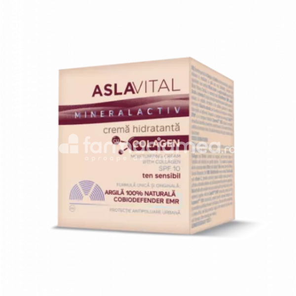 Cosmetice - Aslavital Mineralactiv Crema Antirid cu Colagen SPF10, 50ml, farmaciamea.ro