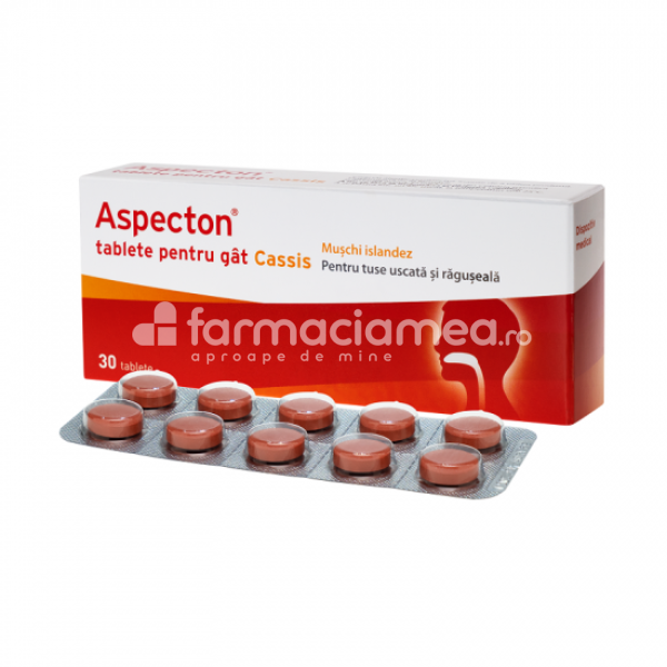 Tuse - Aspecton Cassis tablete pentru gat, 30 tablete, Krewel Meuselbach, farmaciamea.ro