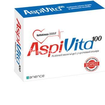 Afecțiuni cardio și colesterol - Aspivita 100 Nattokinaza, supliment pentru sănătatea cardiovasculară, 30 capsule, Sanience, farmaciamea.ro
