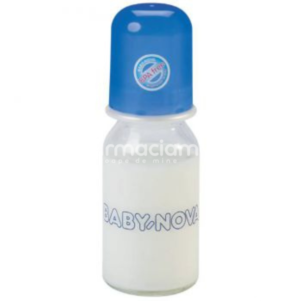 Biberoane și cănițe -  Biberon sticla monocolor, 120 ml, Baby Nova 43105, farmaciamea.ro