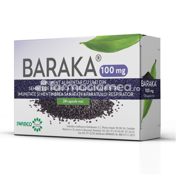 Imunitate - Baraka 100mg, 24cps, Pharco, farmaciamea.ro