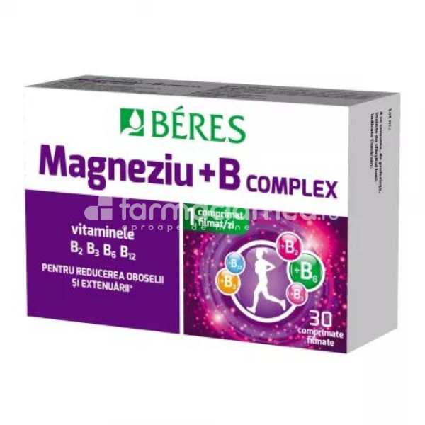 Stres şi epuizare - Magneziu + B complex, 30 comprimate filmate, Beres Pharmaceuticals, farmaciamea.ro