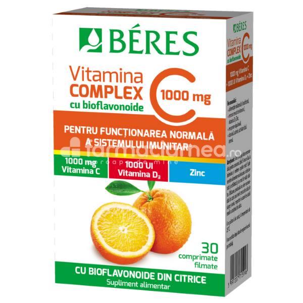 Imunitate - Vitamina C Complex 1000mg, 30 comprimate filmate, Beres Pharmaceuticals, farmaciamea.ro