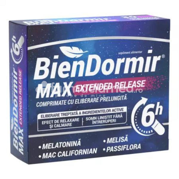 Calmare și somn liniștit - Bien Dormir Max Extended Release, 30 capsule Fiterman, farmaciamea.ro