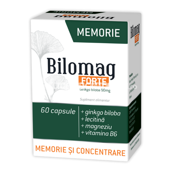 Memorie și concentrare - Bilomag forte pentru memorie si concentrare, reduce oboseala si imbunatateste oxigenarea creierului, 60 capsule, Zdrovit, farmaciamea.ro