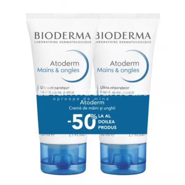 Îngrijire corp - Bioderma Atoderm Pachet Crema de maini si unghii, 50 ml + 50 ml, farmaciamea.ro