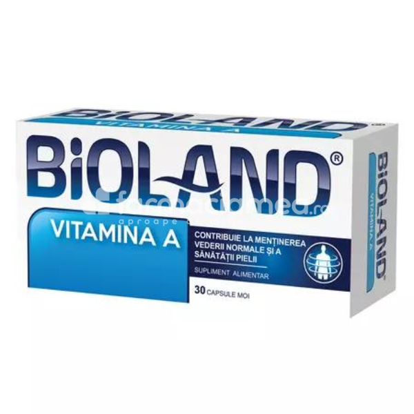 Minerale și vitamine - Bioland Vitamina A 8000UI, 30 capsule moi, farmaciamea.ro