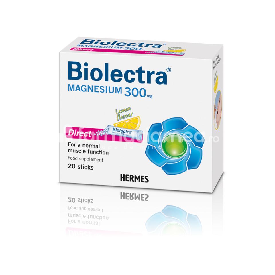 Suplimente alimentare - Biolectra Magneziu Lemon Direct 300 mg, 20 plicuri,Hermes Arzneimittel, farmaciamea.ro