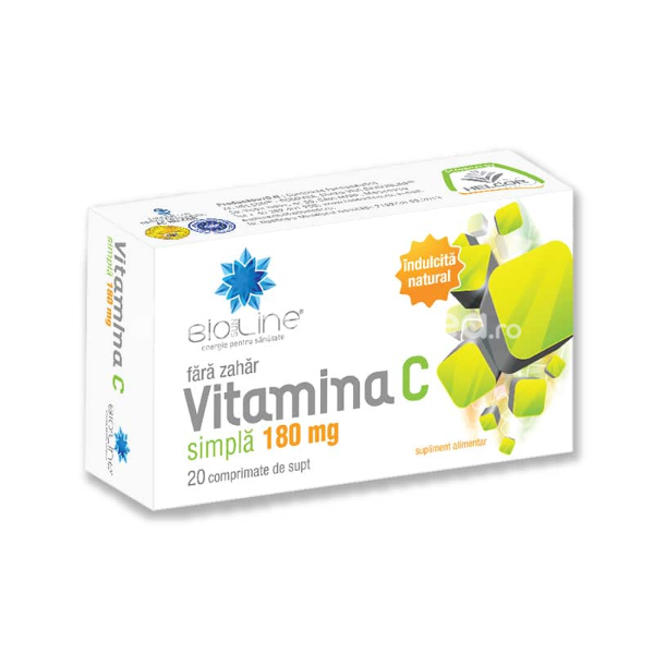 Imunitate - BioSunLine Vitamina C 180 Simpla, 20 comprimate de supt Helcor, farmaciamea.ro