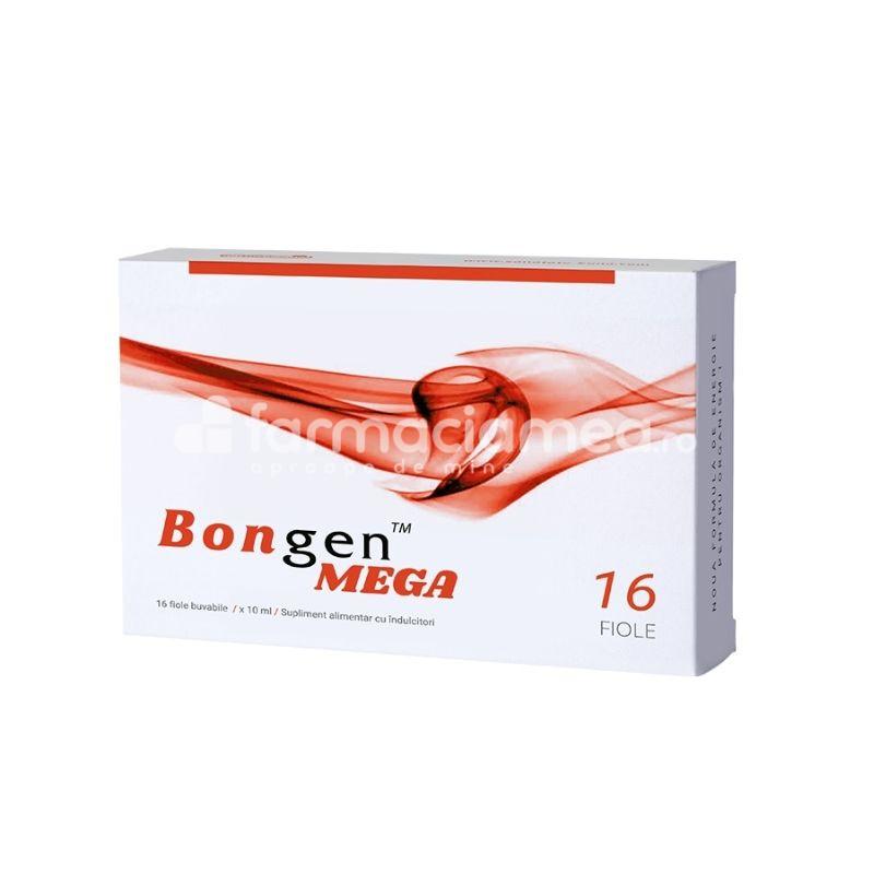Suplimente articulații - Bongen Mega solutie pentru imbunatatirea sanatatii articulatiilor, combaterea oboselii si cresterea imunitatii, 16 fiole, 10 ml, Farma-Derma, farmaciamea.ro