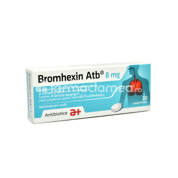 Afecțiuni ale aparatului respirator OTC - Bromhexin Atb® 8 mg 20 de comprimate, Antibiotice, farmaciamea.ro