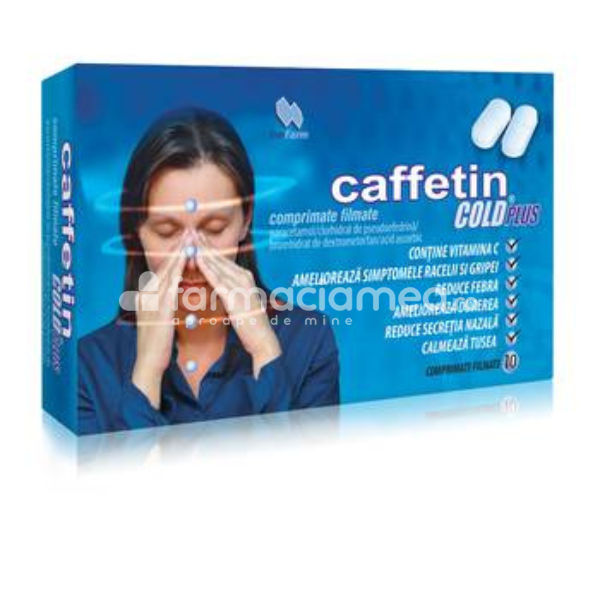 Răceală și gripă OTC - Caffetin Cold Plus 10 comprimate, Alkaloid, farmaciamea.ro