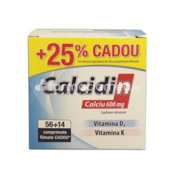 Minerale și vitamine - Calcidin, 56 + 14 comprimate filmate cadou, Zdrovit, farmaciamea.ro
