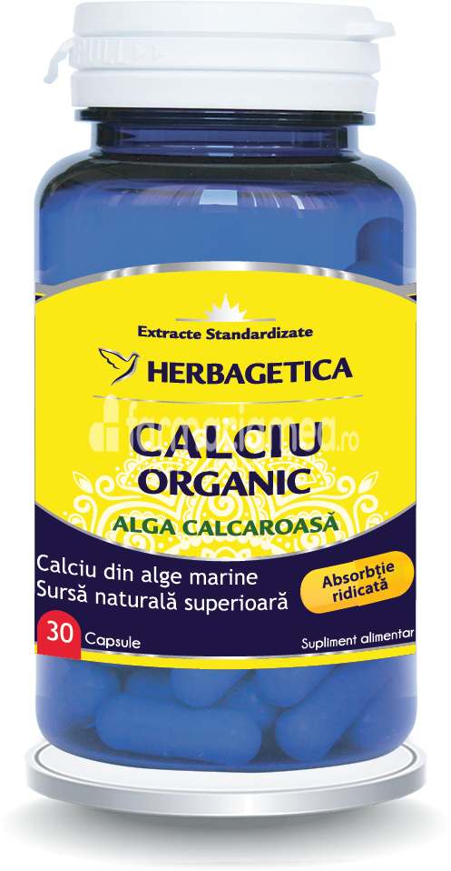 Minerale și vitamine - Calciu Organic pentru dinti si oase sanatoase, 30 capsule, Herbagetica, farmaciamea.ro