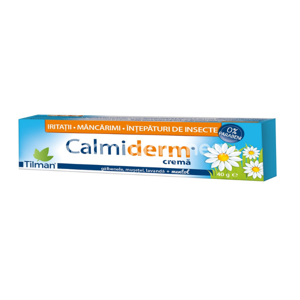 Sănătatea pielii - Calmiderm crema pentru calmarea si ameliorarea simptomelor iritatiilor pielii, inclusiv cele provocate de intepaturile de insecta si de alergii, tub 40 g, Tilman, farmaciamea.ro