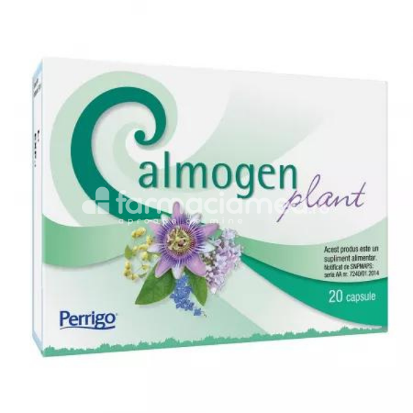 Calmare și somn liniștit - Calmogen Plant, 20 capsule Perrigo, farmaciamea.ro