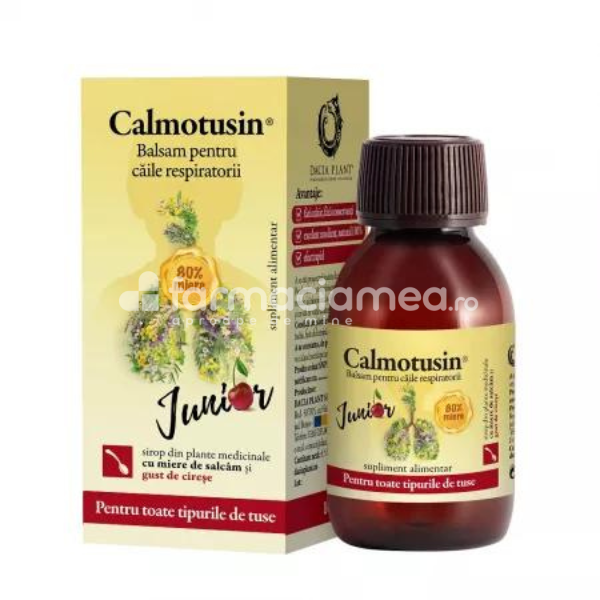 Gripă și răceală copii - Calmotusin Junior cu gust de cirese, 100 ml, Dacia Plant, farmaciamea.ro