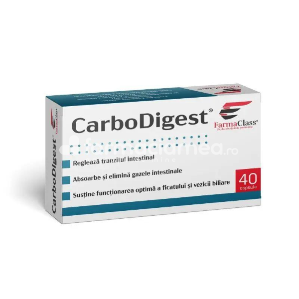Afecțiuni gastrointestinale - Carbodigest regleaza tranzitul intestinal, 40 capsule FarmaClass, farmaciamea.ro