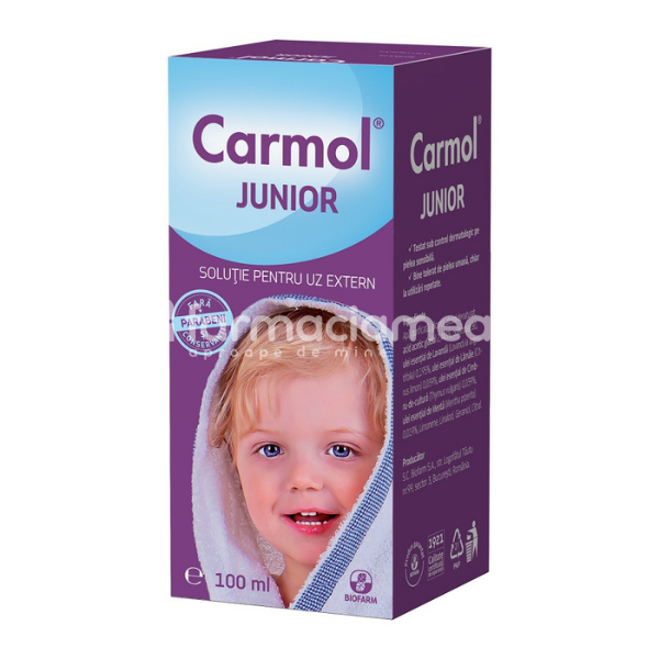 Gripă și răceală copii - Carmol Junior, flacon 100 ml, Biofarm, farmaciamea.ro