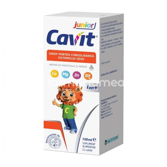 Vitamine și minerale copii - Cavit Junior Sirop pentru consolidarea sistemului osos, 150 ml, Biofarm, farmaciamea.ro