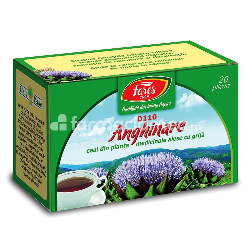Ceaiuri - Ceai Anghinare D110, indicat in cure de slabire, detoxifiere, balonare, sanatatea ficatului, 20 plicuri, Fares, farmaciamea.ro