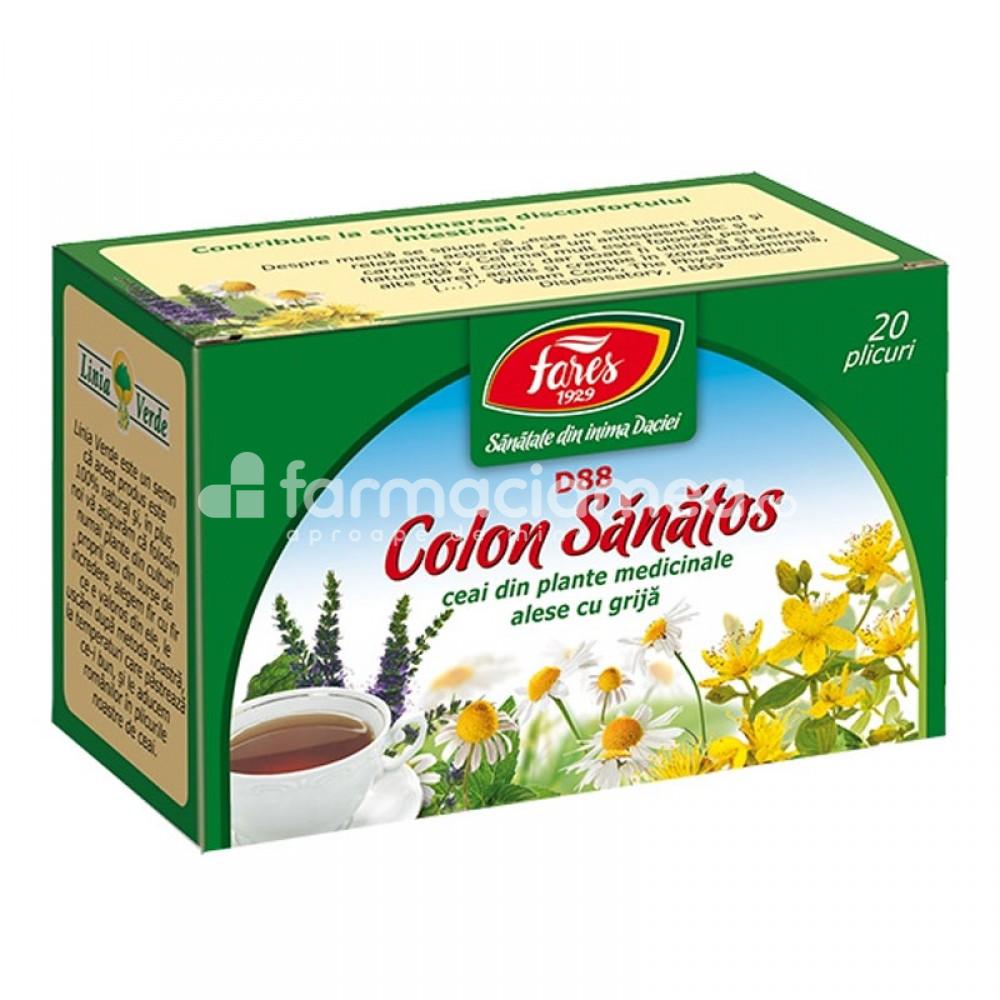 Ceaiuri - Ceai Colon Sanatos D88, susține digestia, 20 plicuri, Fares, farmaciamea.ro