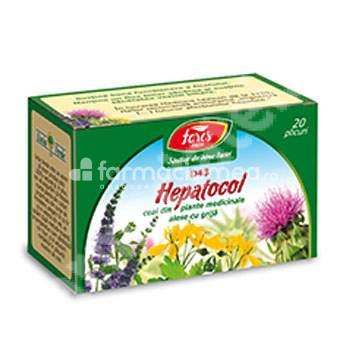 Ceaiuri - Ceai Hepatocol D43, indicat in dischinezie biliara, intoxicatii hepatice, 20 plicuri, Fares, farmaciamea.ro