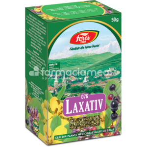Ceaiuri - Ceai Laxativ D76, previne si combate constipatia, 50g, Fares, farmaciamea.ro