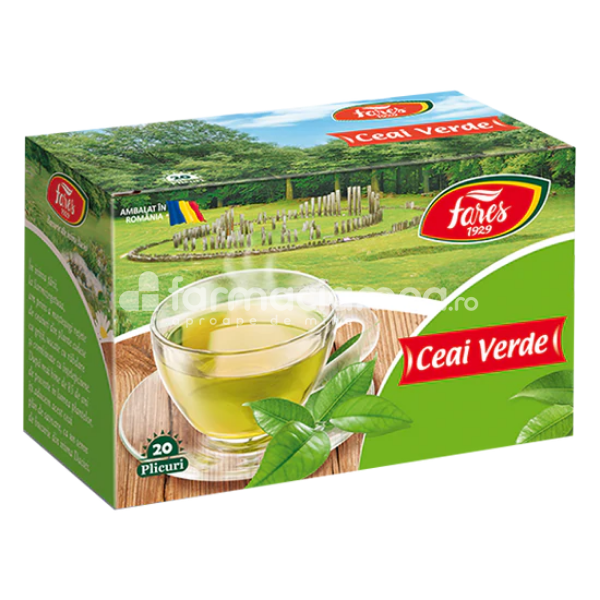 Ceaiuri - Ceai Verde, 20 plicuri, Fares, farmaciamea.ro