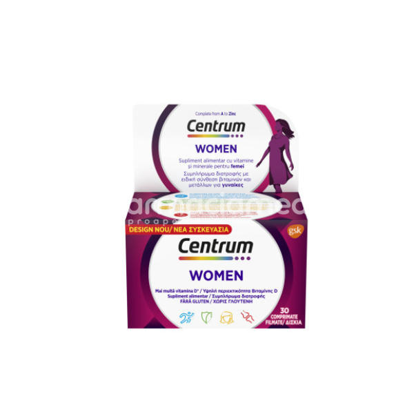 Minerale și vitamine - Centrum Women - Vitamine si Minerale, 30 comprimate, GlaxoSmithkline, farmaciamea.ro